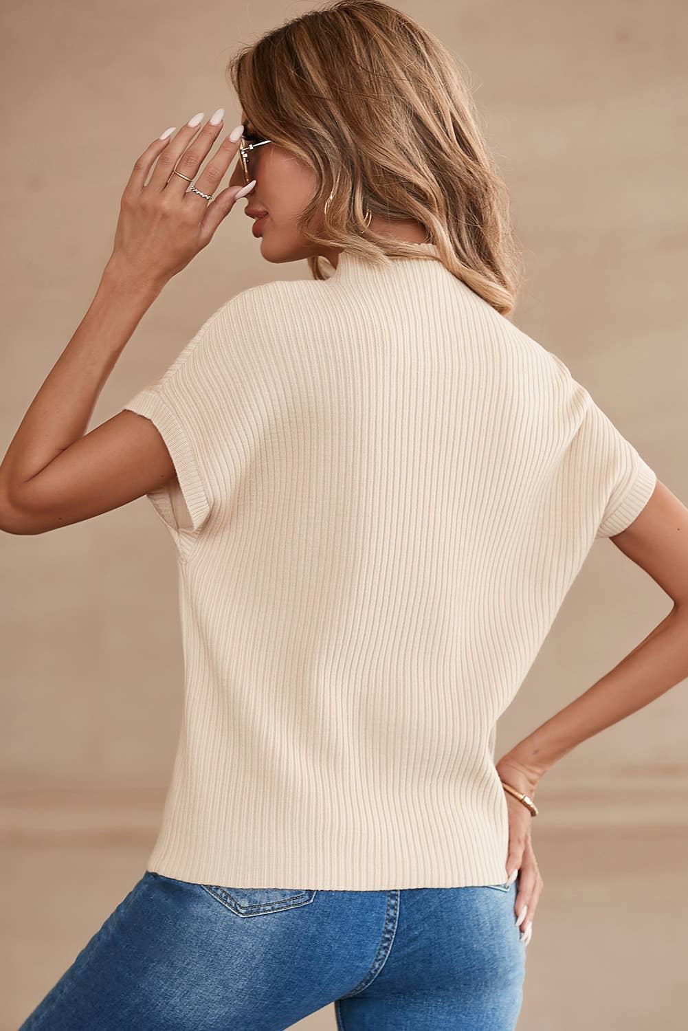 Short Sleeved Ribbed sweater