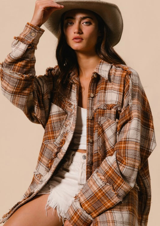 Rust Fringe Shacket