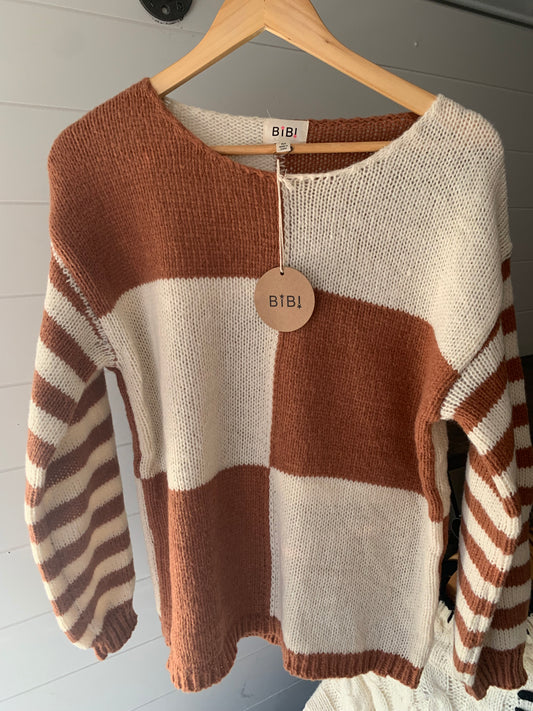 Rust Color Block Sweater