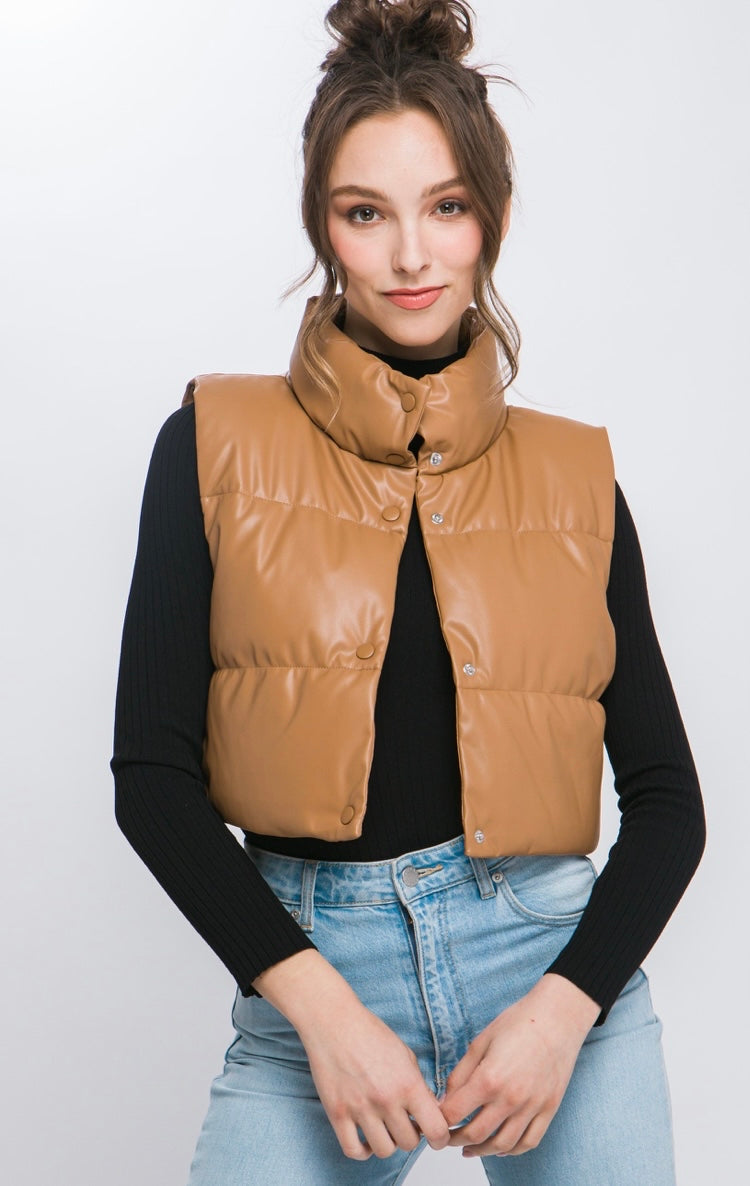 Faux Leather Puff Vest