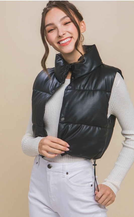 Faux Leather Puff Vest