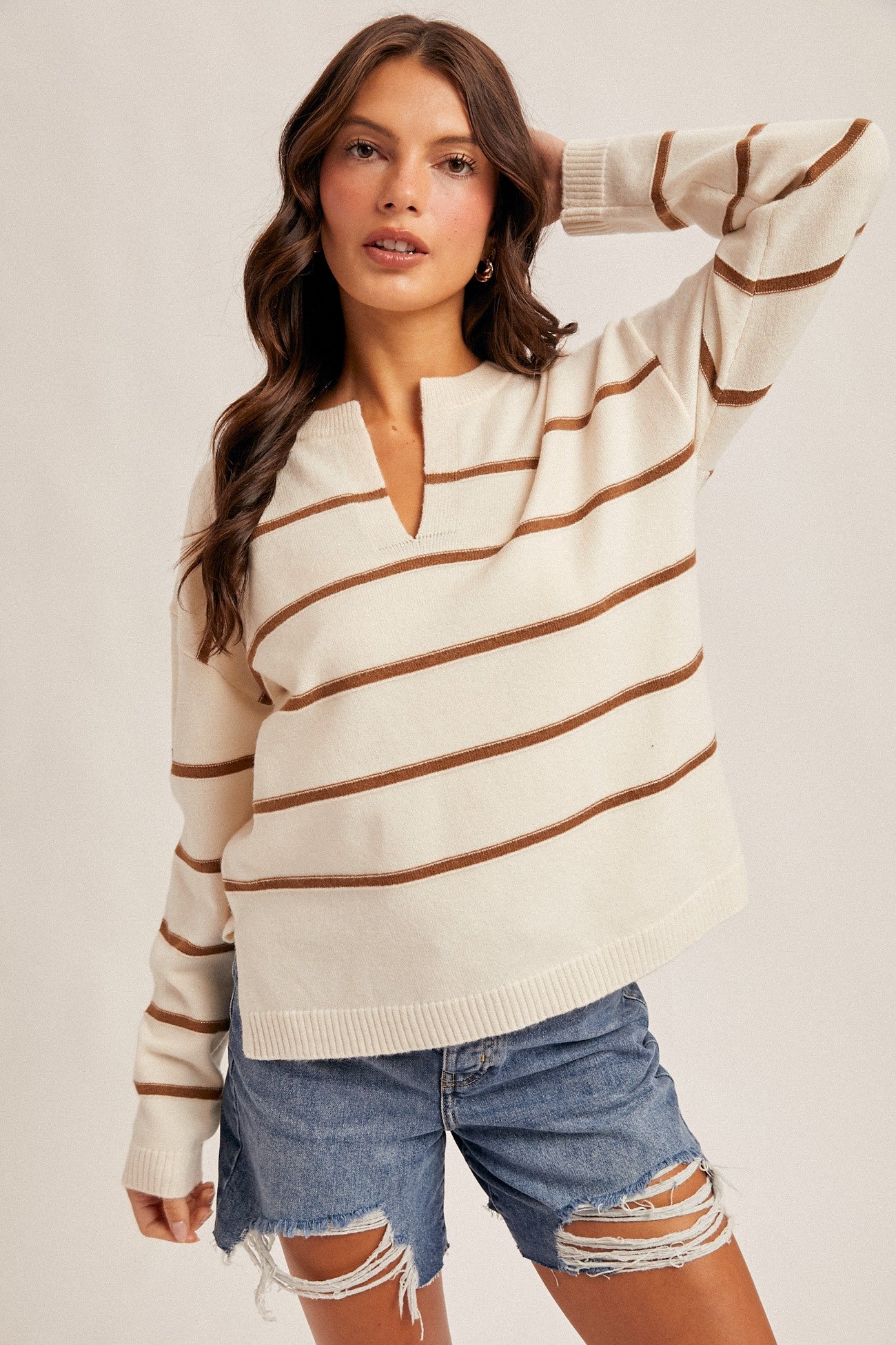 Cream Stripe Sweater